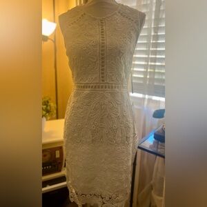 Lulu’s white crochet style dress